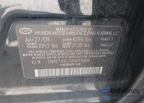 2010 Hyundai Sonata Gls из США, поврежденный, VIN 5NPET4AC7AH615999